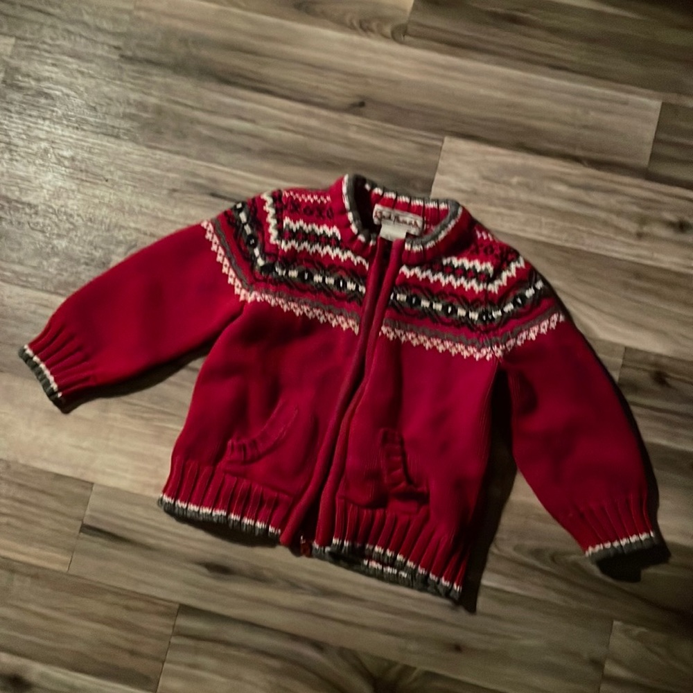 Zippered knit fair isle sweater